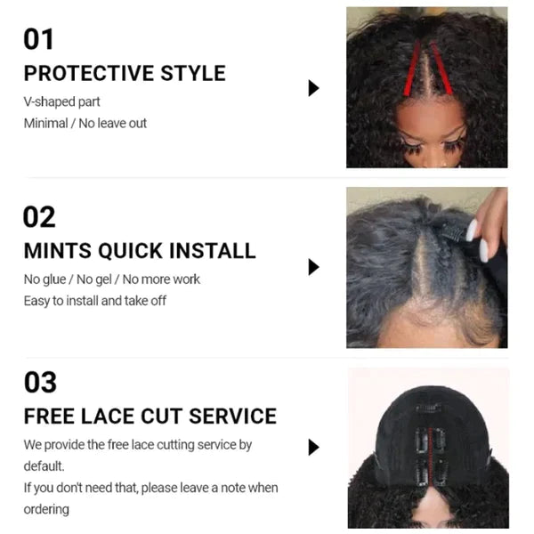 Buy 1 Get 1 Free,Code:BOGO |Klaiyi Beginner Friendly Brunette Auburn Brown V Part Body Wave Wig No Leave Out Super Natural