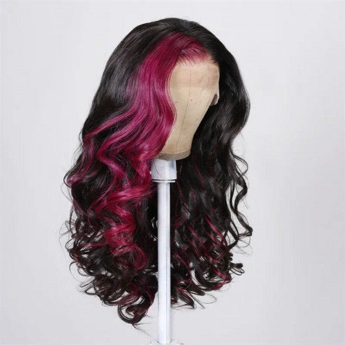 Klaiyi Ombre Purple Highlight with Babylights 13x4 Lace Front Loose Wave Flash Sale