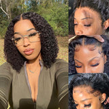 Klaiyi Short Kinky Curly Bob Wig 13x4 Lace Front Wig Natural Black Color Flash Sale