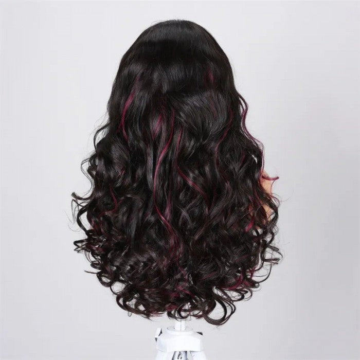 Klaiyi Ombre Purple Highlight with Babylights 13x4 Lace Front Loose Wave Flash Sale