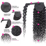 Klaiyi High Ponytail with Weave Wrap Around Clip in Hair Extensions Water Wave/Deep Wave Ponytail Flash Sale