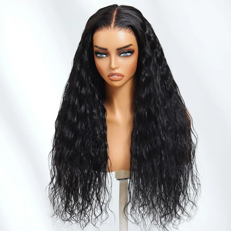 Klaiyi Breezy Wet Wave 13x4 Pre Everything Lace Frontal Effortless Glam Wig Put On and Go With Invisi Drawstring