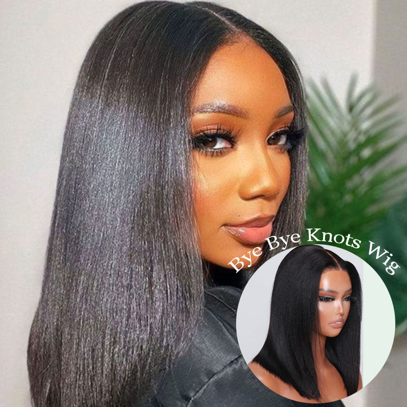 Klaiyi Yaki Straight Bob Wig Upgrade 13x4 Pre Everything Put On and Go Glueless Wig Pre-Cut Lace Wig Flash Sale