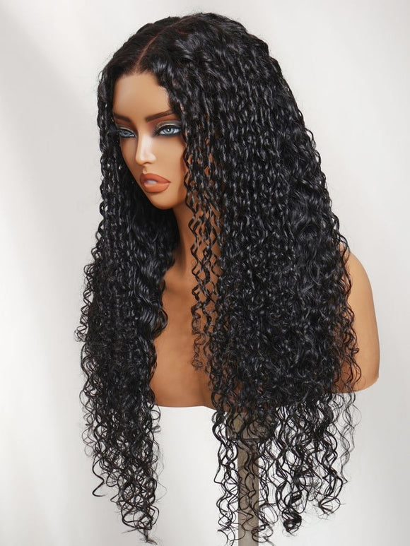 Klaiyi 7x5 No-Slip Glueless Multi-Texture Curly Wig with Defined Finger Coils Layered Spiral Curls Put On & Go with Invisi Drawstring