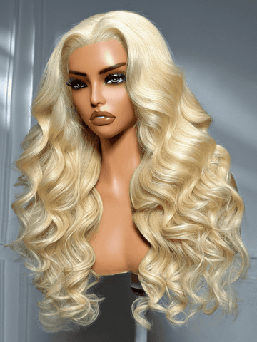 Klaiyi Transparent Full Lace Wigs 613 Blonde Body Wave Glueless Lace Wigs Human Hair 180% Density