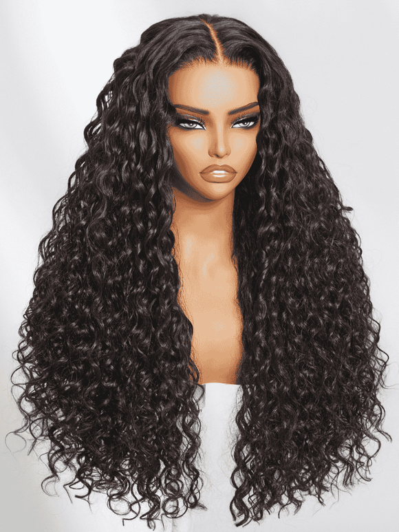 Klaiyi 13x6 Water Wave Lace Frontal Wig with Deeper Natural Parting & Real Ear-to-Ear Invisi Drawstring