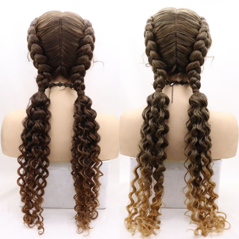 Klaiyi Braided Lace Front Wigs Colored Hair Long Wigs With Baby Hair Knotless Flash Sale