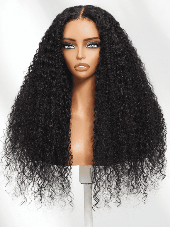 Klaiyi 7x5 No Slip Mixed Curls Wig Three-Curl Blended Texture Multi-Textured Put On and Go Glueless Wig