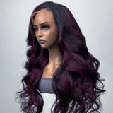 Sencond Wig Only $10 |   Klaiyi Midnight Dark Purple Ombre 180% Density 13x5 T Part Lace Front Wig Loose Wave Wig
