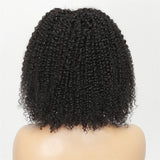 Klaiyi Short Kinky Curly Bob Wig 13x4 Lace Front Wig Natural Black Color Flash Sale