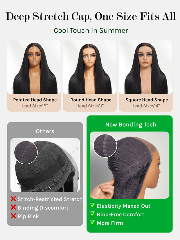 Extra 50% Off Code HALF50 | Klaiyi Yaki Straight Put On and Go Glueless Lace Wigs 7x5 Bye Bye Knots Pre-cut Human Hair Lace Wig