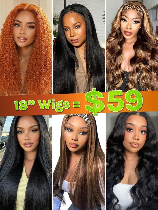 $59=18" Wig | Klaiyi Friday Bonus 24Hrs Shiping Out Limited Stock Flash Sale