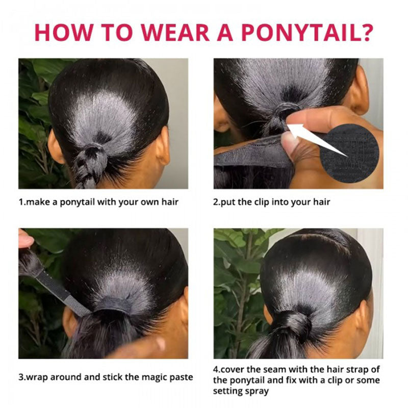 Klaiyi High Ponytail with Weave Wrap Around Clip in Hair Extensions Water Wave/Deep Wave Ponytail Flash Sale