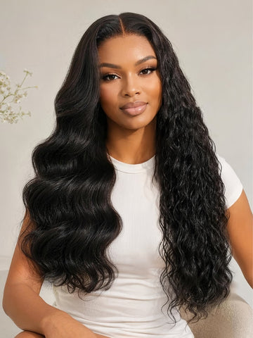 Klaiyi 2 in 1 Body Wave to Water Wave Wig 7x5 No Slip Glueless Lace Human Hair Wigs