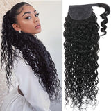 Klaiyi High Ponytail with Weave Wrap Around Clip in Hair Extensions Water Wave/Deep Wave Ponytail Flash Sale