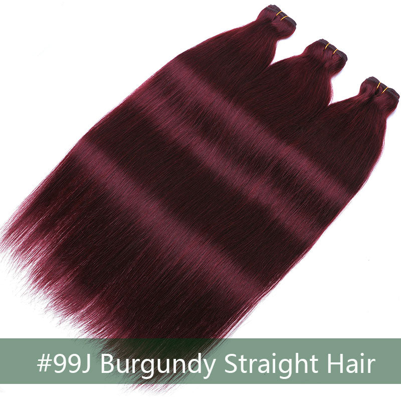 Klaiyi Clearance 99J Burgundy Hair Bundles 2/3 Bundle Deals Red Body Wave/Straight Hair Flash Sale