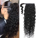 Klaiyi High Ponytail with Weave Wrap Around Clip in Hair Extensions Water Wave/Deep Wave Ponytail Flash Sale