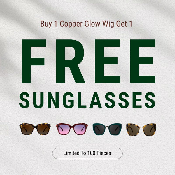 Klaiyi Copper Glow Wig Exclusive Gift UV Protection Summer Fashion Sunglasses