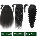 Klaiyi High Ponytail with Weave Wrap Around Clip in Hair Extensions Water Wave/Deep Wave Ponytail Flash Sale