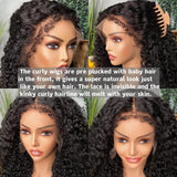Klaiyi 4C Kinky Edge Wig Realistic Hairline Jerry Curly 13x4 Lace Front Wig Flash Sale