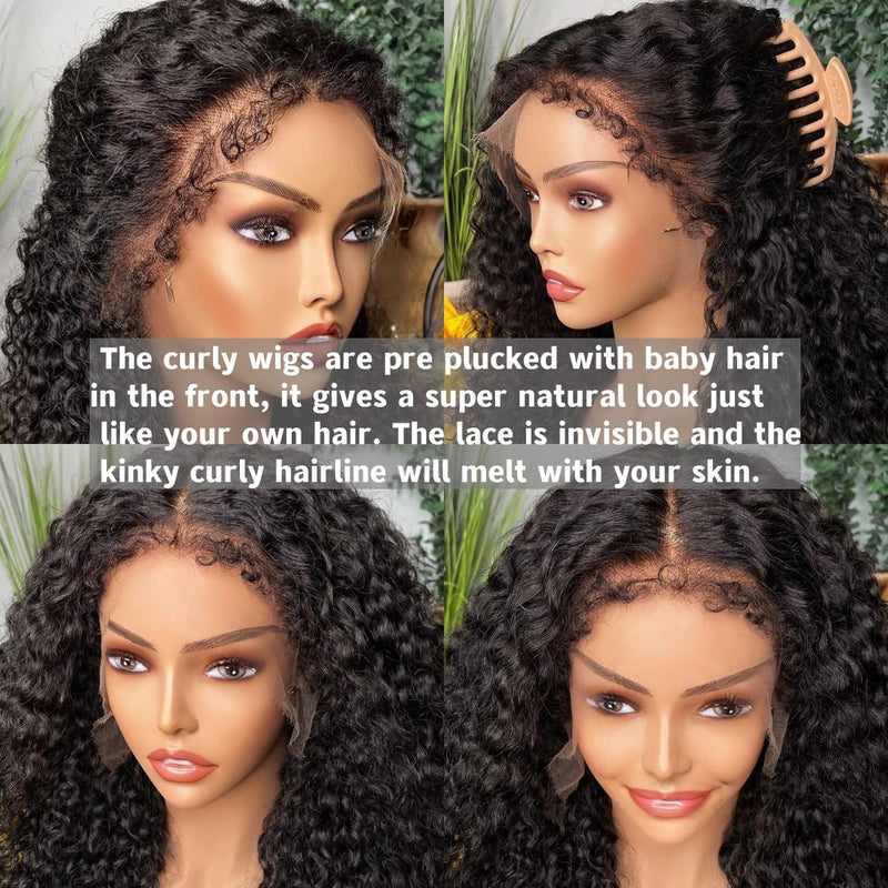 Klaiyi 4C Kinky Edge Wig Realistic Hairline Jerry Curly 13x4 Lace Front Wig Flash Sale