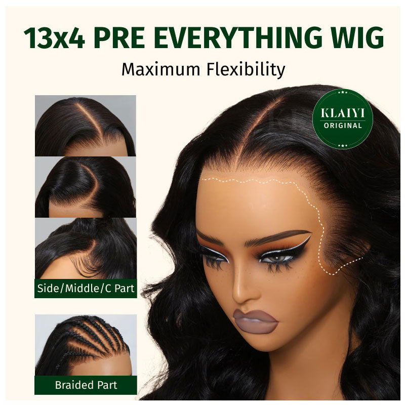 $100 OFF| Code: SAVE100 Klaiyi 13x4 Pre-Cut Lace Front Super Secure 3D Body Wave Pre-Everything Wig