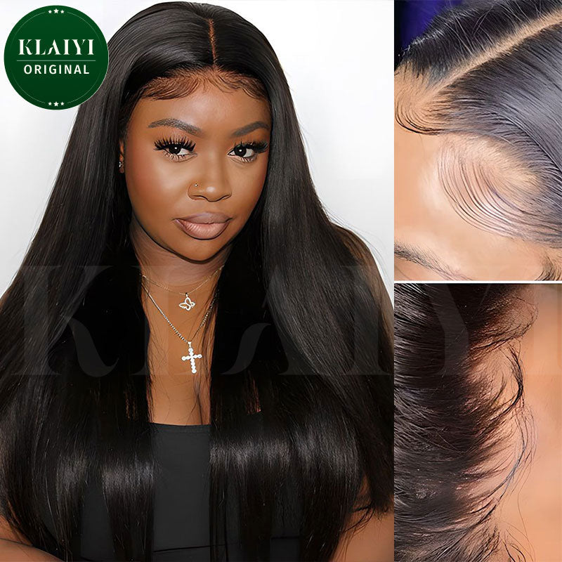 $100 OFF | Code: SAVE100  Klaiyi Straight Hair 13x4 Pre-Everything Glueless Lace Wig Pre-Cut Lace Frontal Super Secure Wig