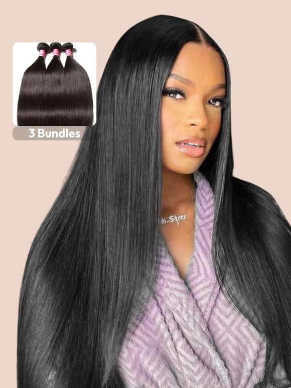 Klaiyi Yaki Straight Hair Bundles with Closure Brazilian Hair 3 Bundles with 4*1 Lace Part Closure Flash Sale