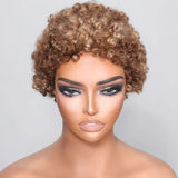 2000 Points | Klaiyi Brown with blonde highlight Short Pixie Cut Wigs