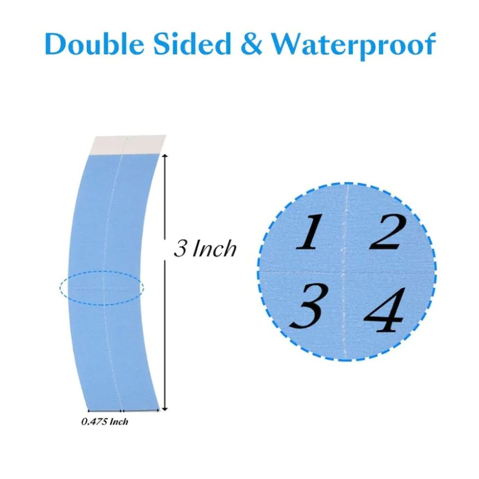 Klaiyi Blue Double Sided Waterproof Lace Wigs Adhesive Tape Strips for Lace Front Wig 40 Pcs Flash Sale