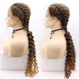 Klaiyi Braided Lace Front Wigs Colored Hair Long Wigs With Baby Hair Knotless Flash Sale