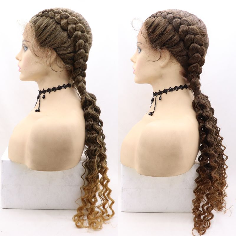 Klaiyi Braided Lace Front Wigs Colored Hair Long Wigs With Baby Hair Knotless Flash Sale