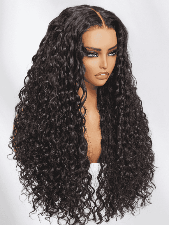 Klaiyi 13x6 Water Wave Lace Frontal Wig with Deeper Natural Parting & Real Ear-to-Ear Invisi Drawstring