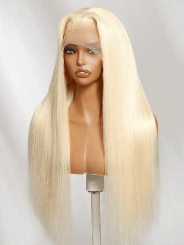 Klaiyi Transparent Full Lace Wigs 613 Blonde Straight Hair Glueless Lace Wigs Human Hair 180% Density