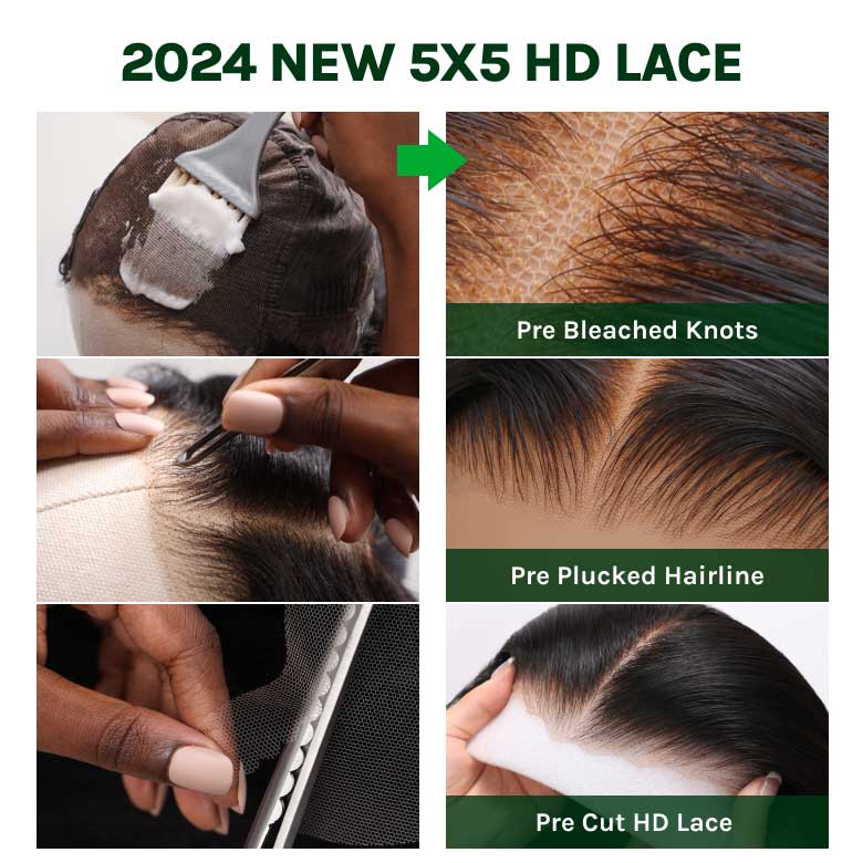 Klaiyi 5x5 HD Blend Away™ HD Lace Wig 180% Density Water Wave Glueless Wigs Melted All Skin Flash Sale