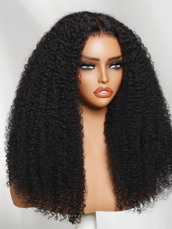 Klaiyi 7x5 Bye Bye Knots Lace Natural Blown-Out Afro-Coil Kinky Curly Put On And Go Glueless Human Hair Wig