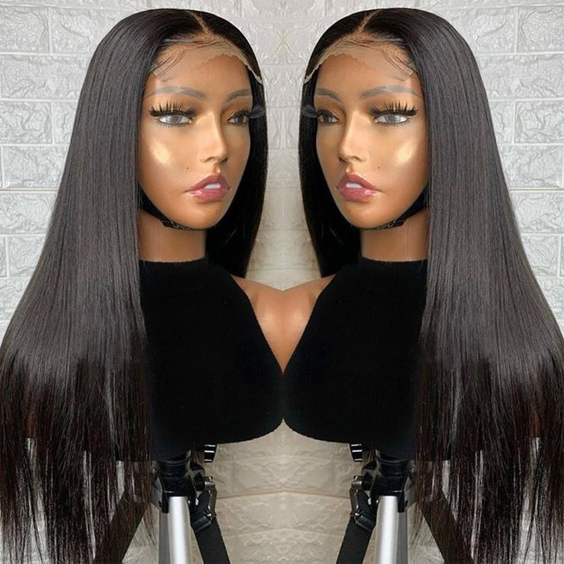 Klaiyi 5x5 HD 180% Bone Straight Lace Closure Wig Glueless Virgin Human Hair Flash Sale