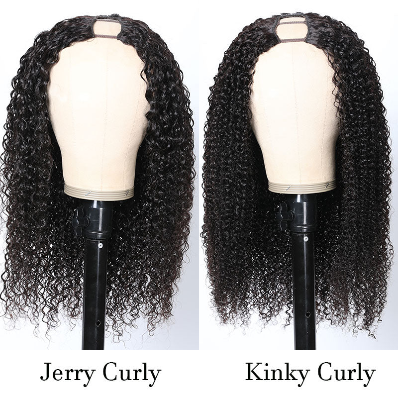 Klaiyi Kinky Curly U Part/V Part Wig Virgin Human Hair Real Scalp Great Protective Beginner Friendly Wig Flash Sale