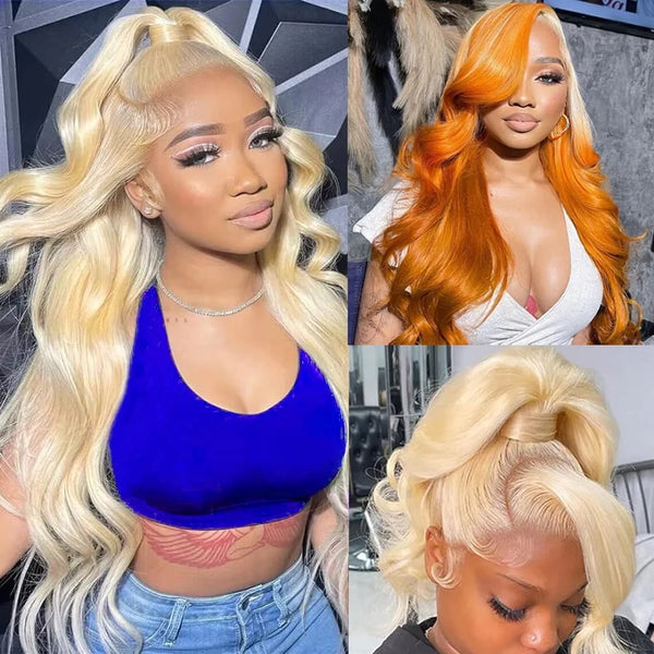 Klaiyi Hair Blonde 613 Straight Full Lace Wig 100% Human Hair Wig with Invisible Bleached Knots 180% Density 10A Grade Hair