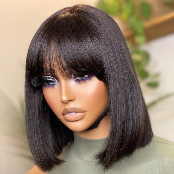 Klaiyi 13*4 200% density 9A Straight Bob Wig Lace Front Human Hair Wigs For Black Women Flash Sale