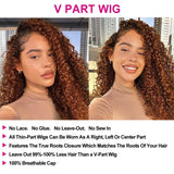 Klaiyi Highlight Balayage Color Curly V Part Wigs Meets Real Scalp Beginner Friendly Trendy Wig