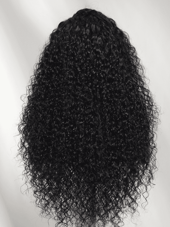 Klaiyi 7x5 No Slip Wig Natural Bouncy Curl With Side Parting Long Voluminous Afro Curls Glueless Human Hair Wig