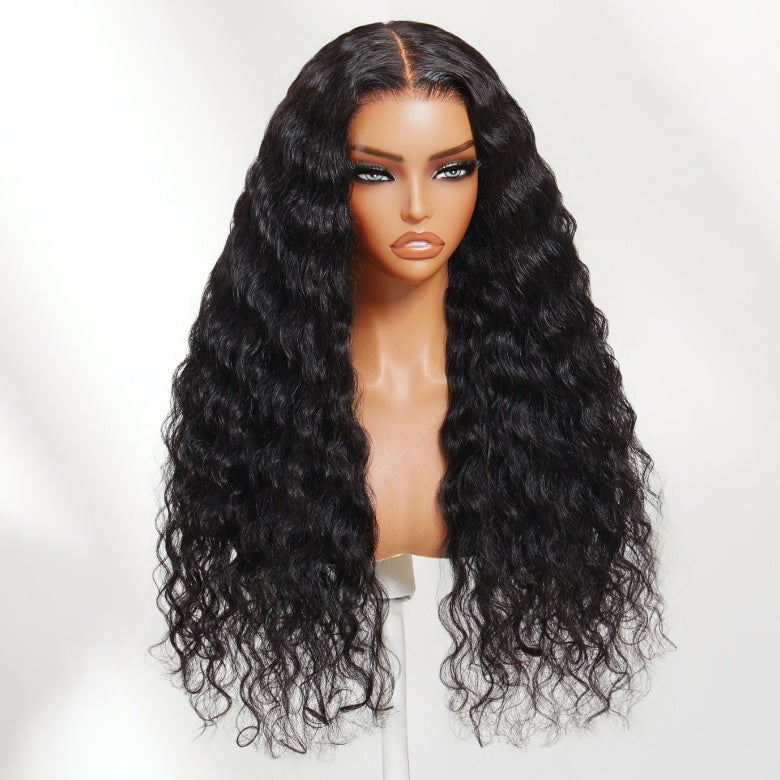 Klaiyi Mixing Curls Hair Natural Wavy & Loose Water Wave Mixed 7x5 Bye Bye Knots Put on and go Glueless Wig