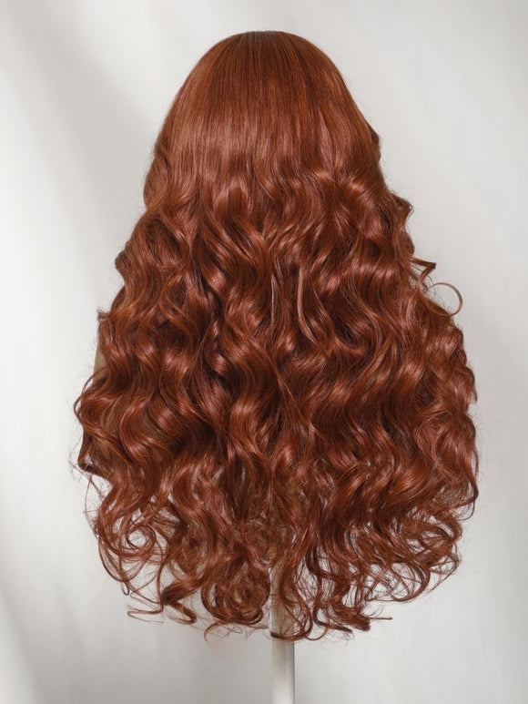 Perruque Klaiyi Brunette Auburn Cuivré 7x5 Pre everything Lace Frontal Wig Body Wave Cheveux Humains Vierges Couleur Brun Rougeâtre 