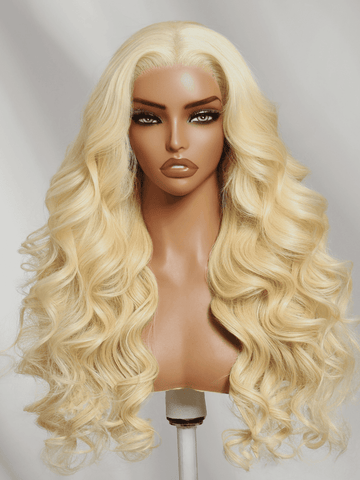 Klaiyi Transparent Full Lace Wigs 613 Blonde Body Wave Glueless Lace Wigs Human Hair 180% Density