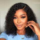 Klaiyi Jerry Curly Short Bob Left Part Lace Part Wig Flash Sale