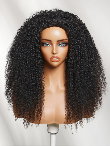 Klaiyi 2-in-1 Kinky Curly Half Wig Natural Black & T128 Blonde Flip Around Human Hair Wig