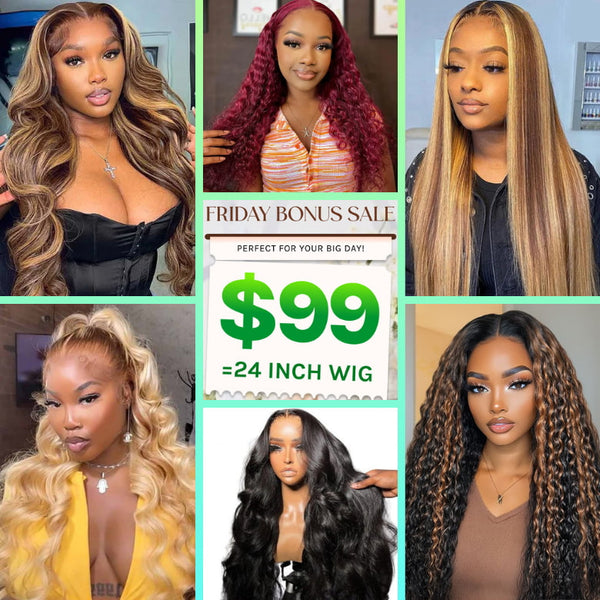 24" Wigs Only $99 | Klaiyi Friday Bonus Sale 6 Different Style Glueless Wigs 100% Human Hair Wigs Flash Sale