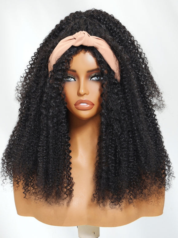 Klaiyi Kinky Curly 3 In 1 Flip Over 3/4 Half Wig with 4C Kinky Edge &Flexi-Fit Drawstring Beginner Friendly Wig Flash Sale