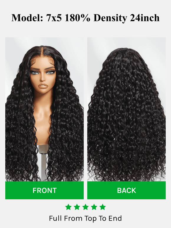 Buy 1 Get 1 Free,Code:BOGO | Water Wave Bye Bye Knots Wig Put On and Go Human Hair Lace Wig